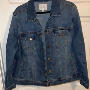 medium dark wash jean jacket